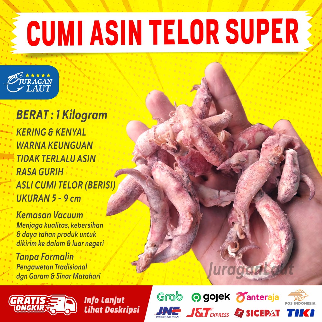 

Cumi Asin Telor Telur Asin Kering Super Premium Grade A 1Kg Promo