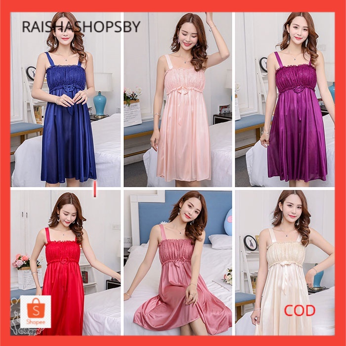 Daster Baju Tidur Wanita Satin Sexy Sleepwear