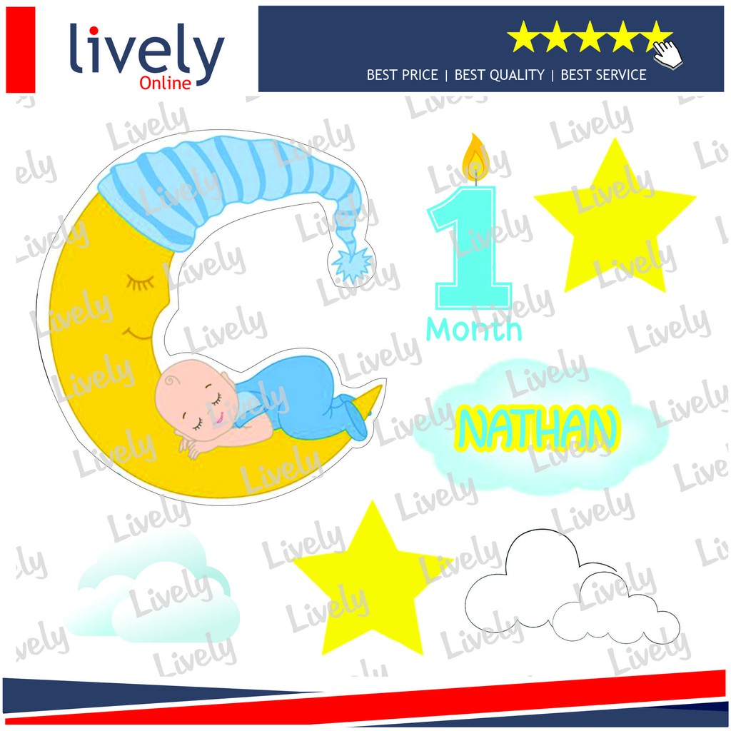 CAKE TOPPER KARAKTER HIASAN KUE HBD HAPPY BIRTHDAY CUSTOM NAMA BABY BOY set