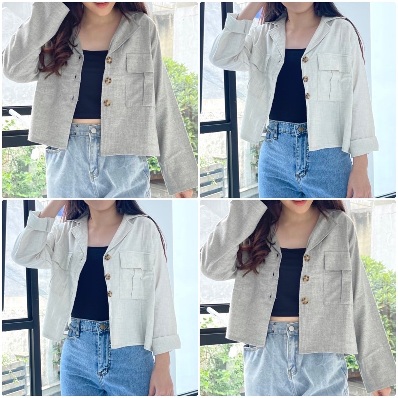 basic outer linen blazer premium KALLYOUTFIT