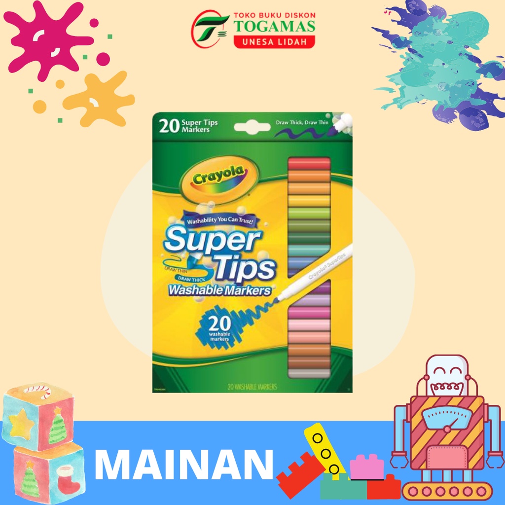 

SPIDOL SUPER TIPS WASHABLE MARKERS 20W 588106 CRAYOLA/ READY STOCK