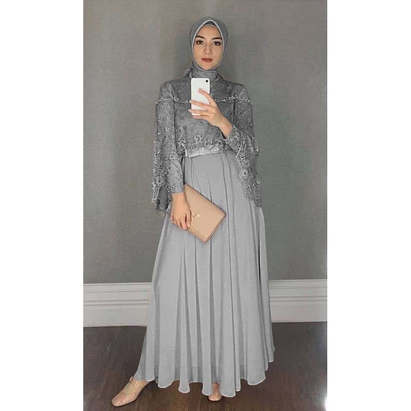 XC - Maxi Chikita Wanita / Maxi Dress Terbaru / Maxi Populer / Maxi Trendy Kekinian / Fashion Muslim-Grey