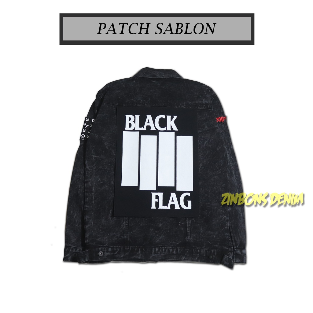 PATCH SABLON JAHIT PUNGGUNG BESAR BLACK FLAG BEST QUALITY