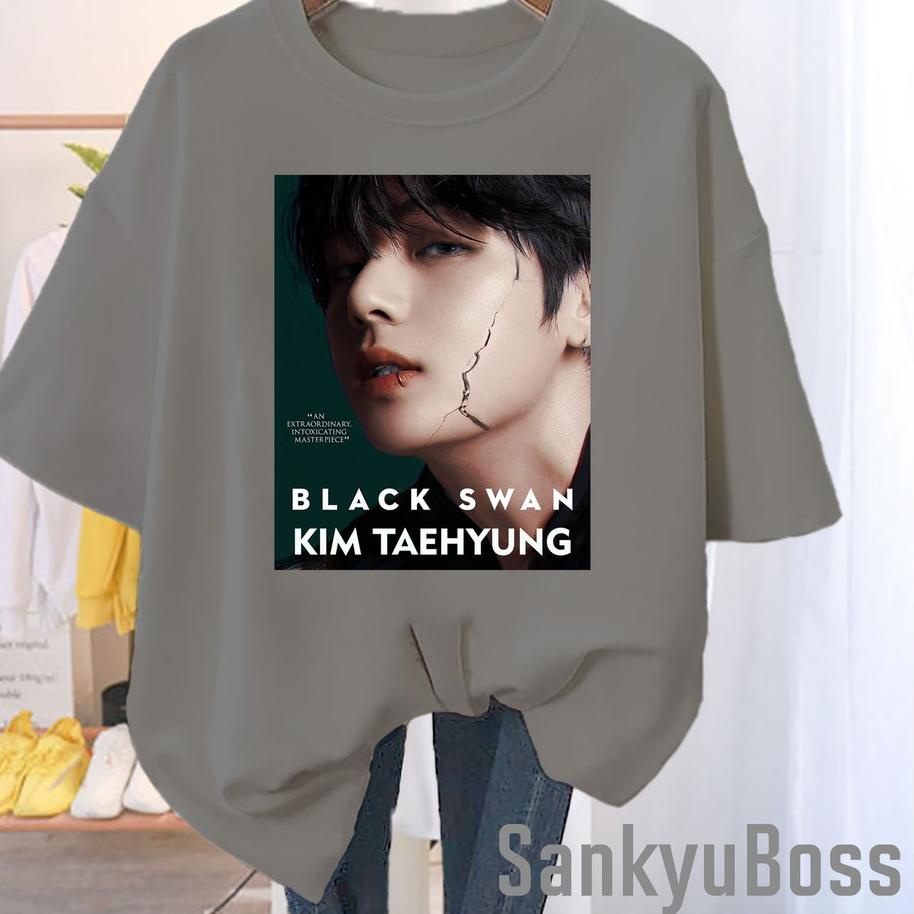 KAOS BTS BLACK SWAN KIM TAEHYUNG KAOS WANITA KAOS OVERSIZE WANITA KAOS PANJANG WANITA BAJU BTS