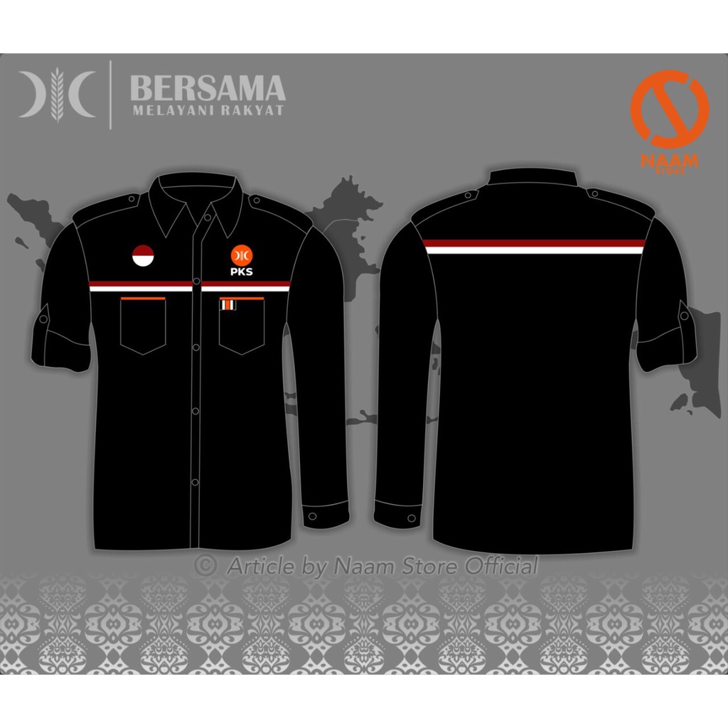 KEMEJA PDL PKS HITAM by Naam Store Official