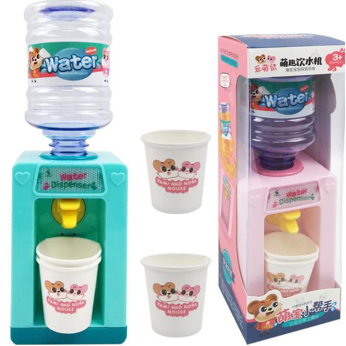 Mainan Mini Dispenser Anak Bebek Duck Galon Air Minum Pink Segi