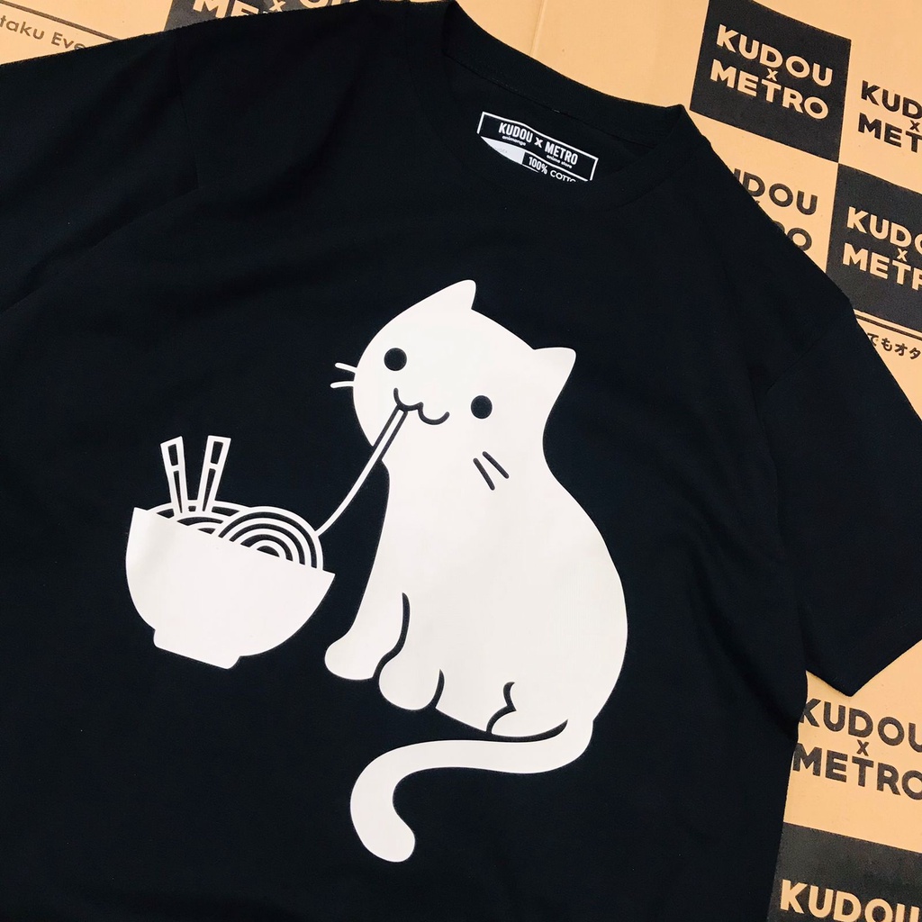 Tshirt Cute Cat Eating Ramen Premium Unisex