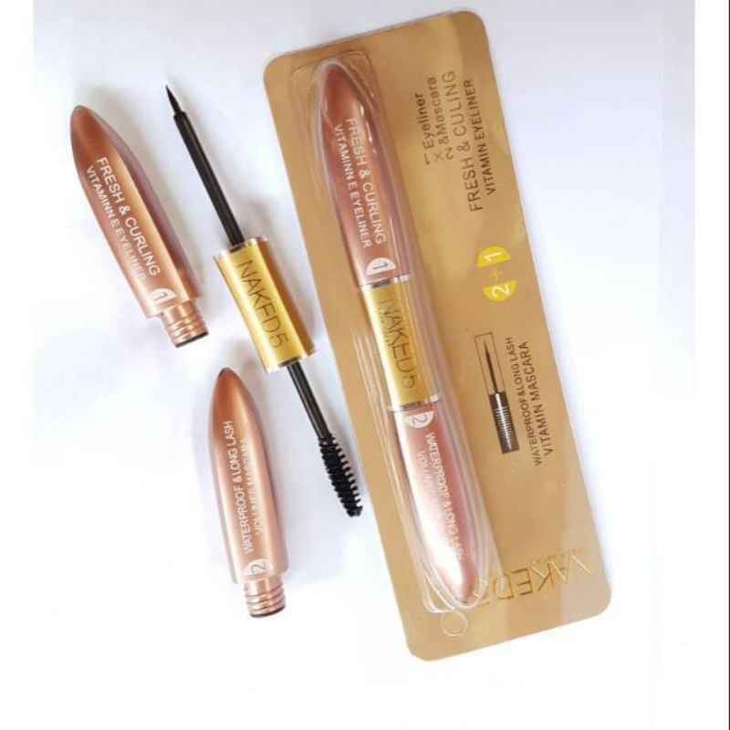 [ECER] MASCARA + EYELINER NAKED5/MAYBELLINE KUNING 2IN1 LONGLAST WATERPROOF