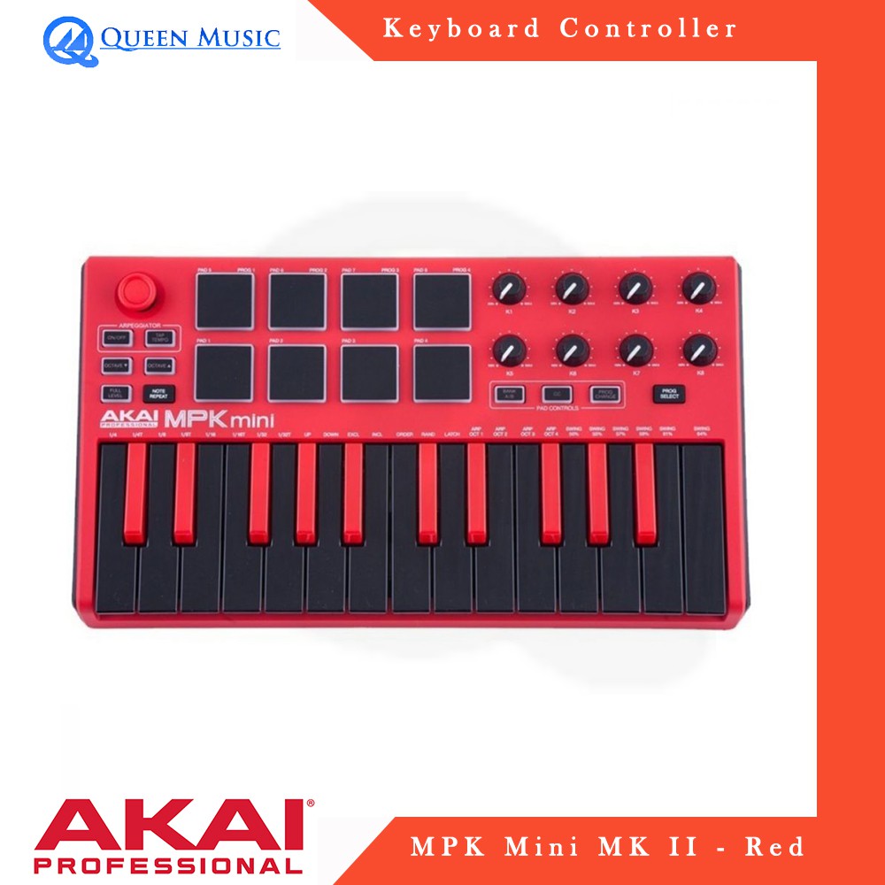 AKAI MPK Mini MK2 - USB Midi Keyboard 25key Special Edition Red