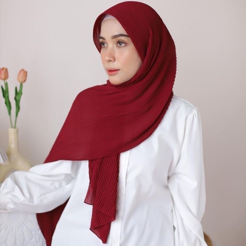 PASHMINA PLISKET CERUTY BABYDOLL PREMIUM PLEATED SHAWL LIDI FULL