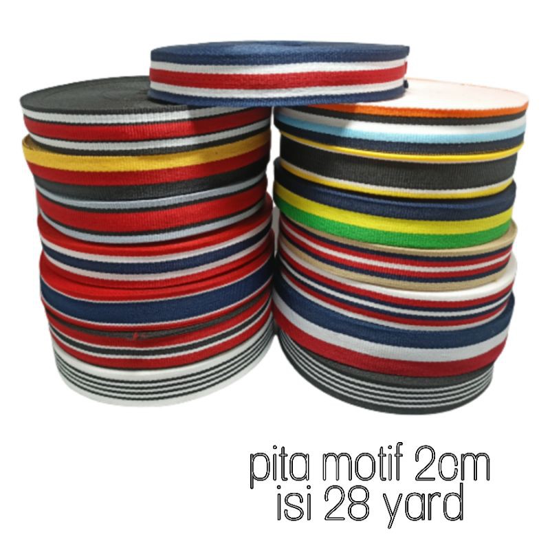 Pita List motif Untuk Baju 2cm / Pita grosgrain motif bendera