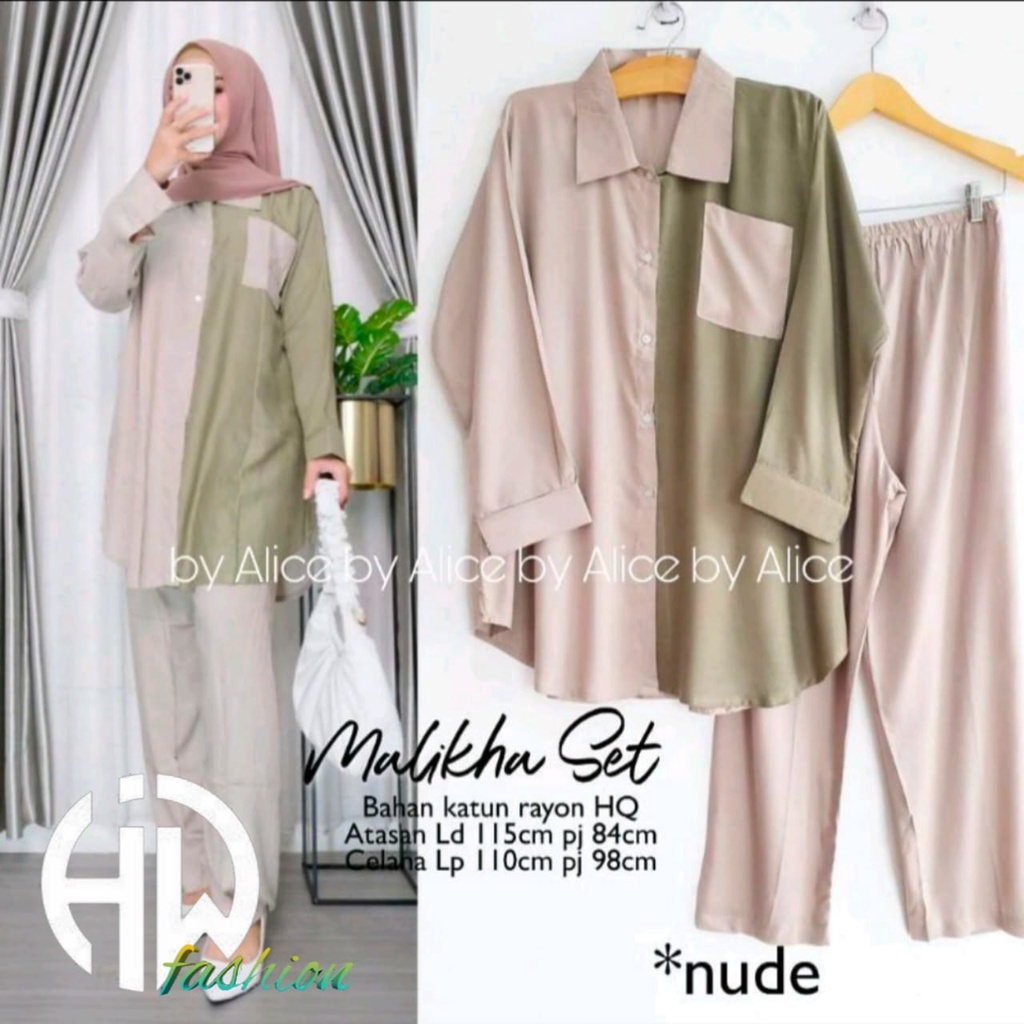 HW FASHION SETELAN KOMBINASI MALIKA JUMBO 2022//ONE SET KOMBINASI MALIKA POLOS NEW 2021