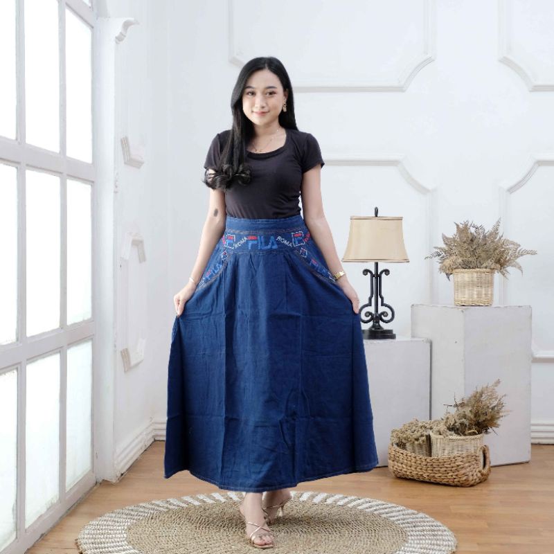 Rok Jeans Wanita / Rok Panjang Wanita / Rok Bordir / Rok Jeans Murah / Rok Cantik