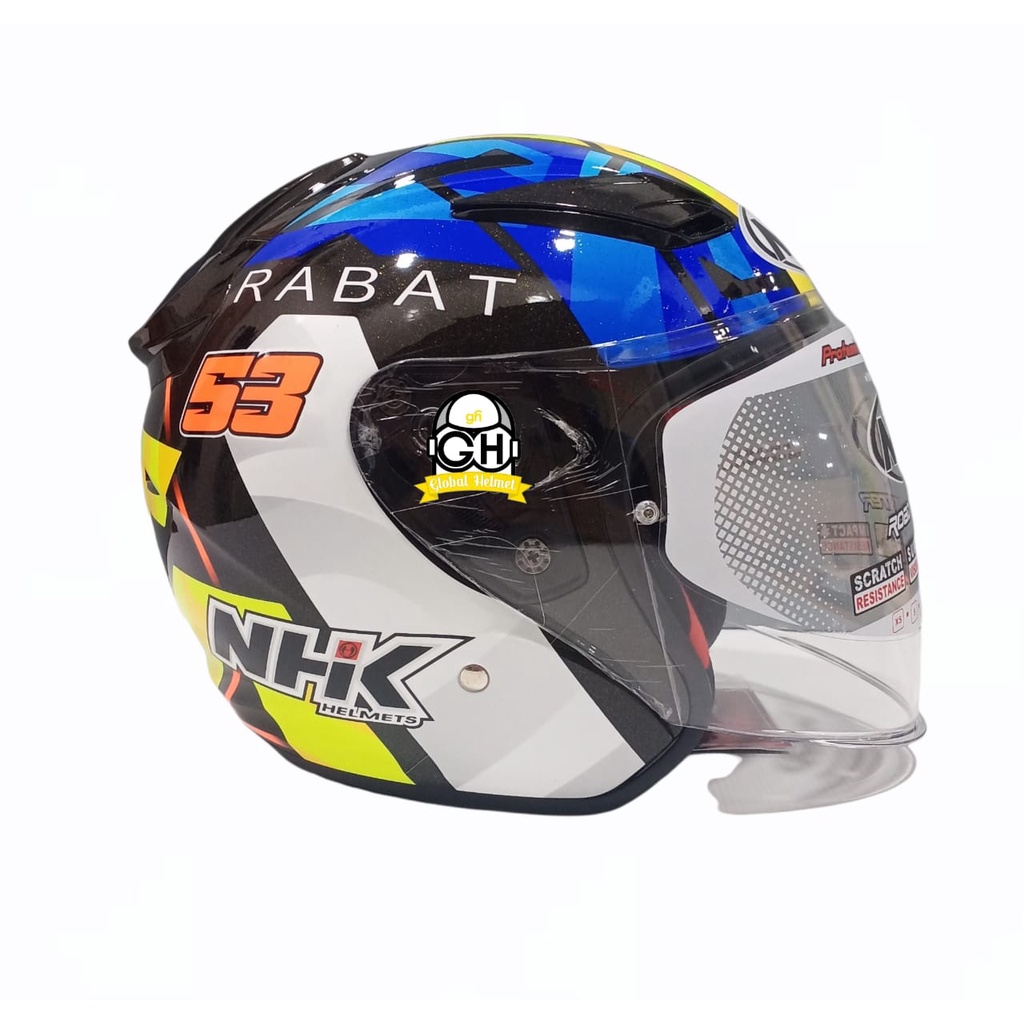 HELM NHK HALF FACE R1 GP EDITION TITO RABAT BLACK GLITERS