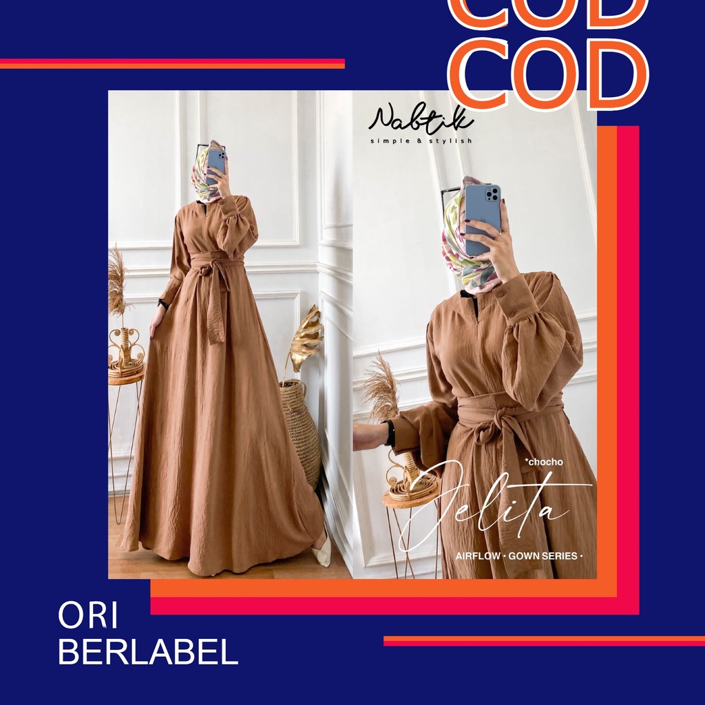 Jelita Gown Ori by Nabtik Gamis Crinkle Airflow Premium