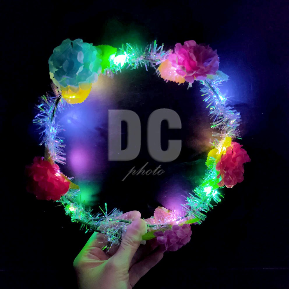 Flower Crown LED Bando Mahkota Bunga Bisa Nyala