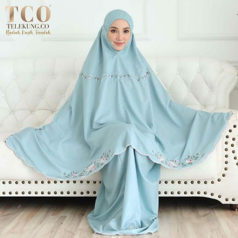 Mukena Mahira Bordir Manual Mewah Premium katun Tas jadi sejadah