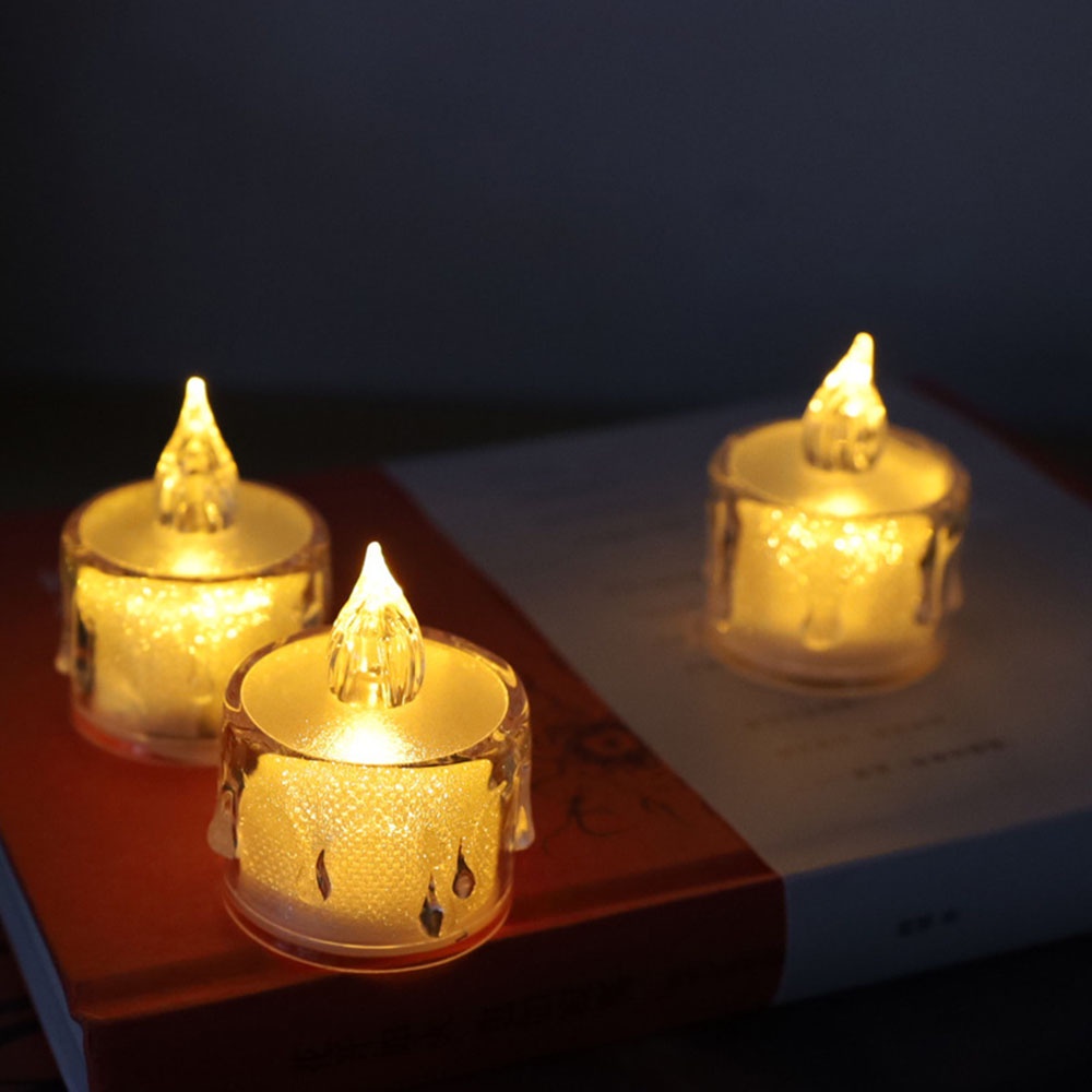 【COD Tangding】Led Electronic Candle Light for Straight Tears Small Tea Wax Creative Transparent Twinkle Small Night Light