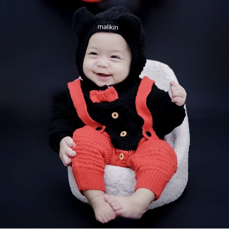 MALIKIN JUMPER BAYI MICKEY MOUSE UNISEX / JUMPER BAYI RAJUT / PAKAIAN BAYI HANGAT