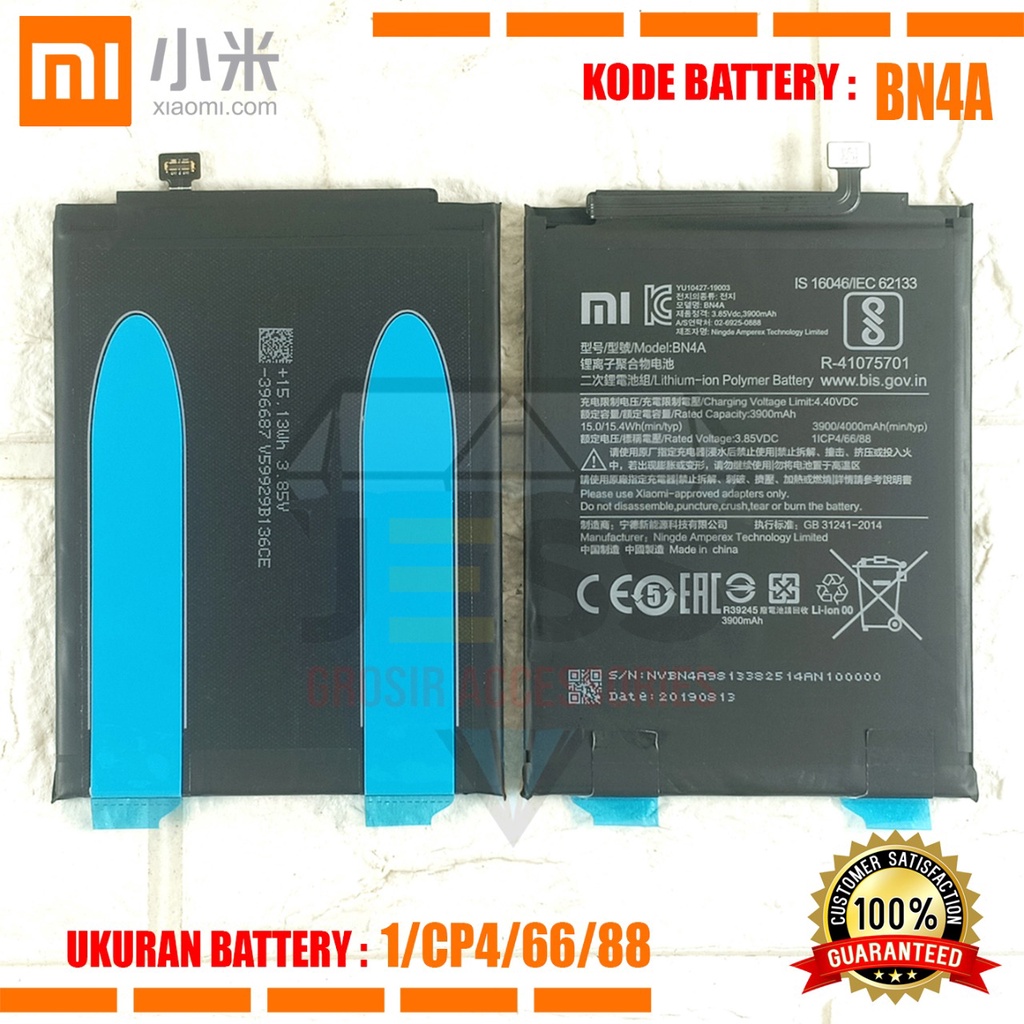 Baterai Battery Original XIAOMI BN4A &amp; BN-4A For Type REDMI NOTE 7 / M1901F7C / M1901F7G &amp; REDMI NOTE 7 PRO / M1901F7BE