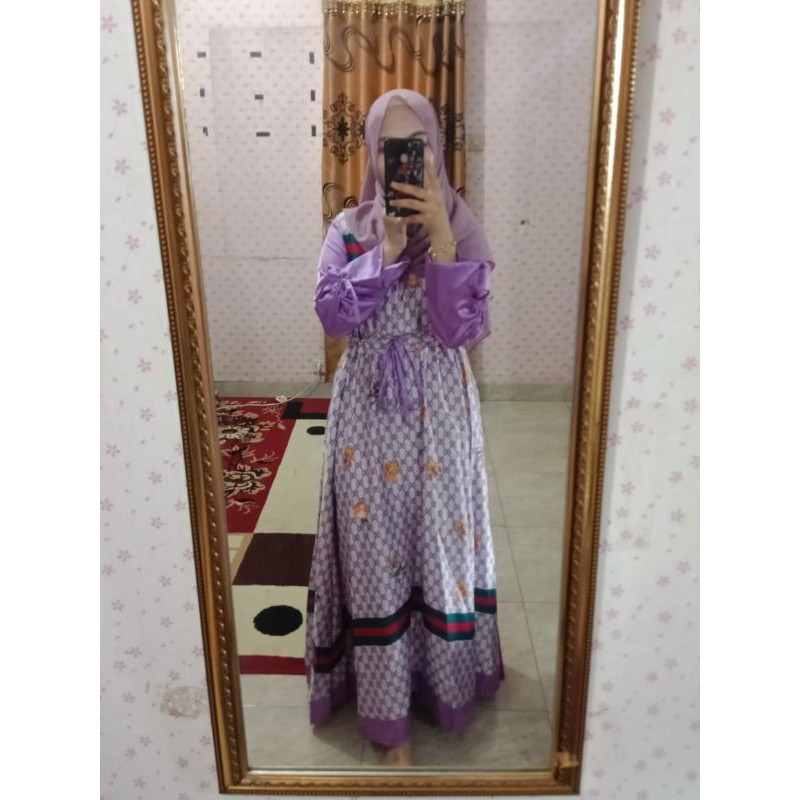 Dress Lilac casual Maxmara Lux  baju pesta Muslim