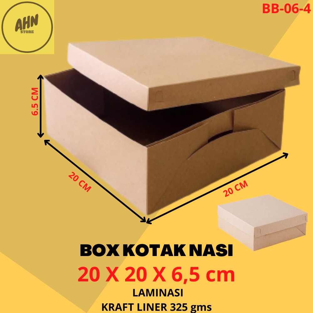 

KARDUS BOX KOTAK NASI KUE / DUS MAKANAN BOX SNACK KUE BOLU UKURAN 20x20x6,5 CM LAMINASI