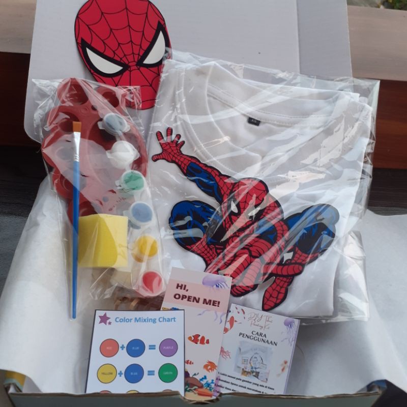 SOUVENIR ULANG TAHUN I DIY PAINTING KIT SPIDERMAN I MELUKIS BAJU I POLA SPIDERMAN I SPIDERMAN GIFT I