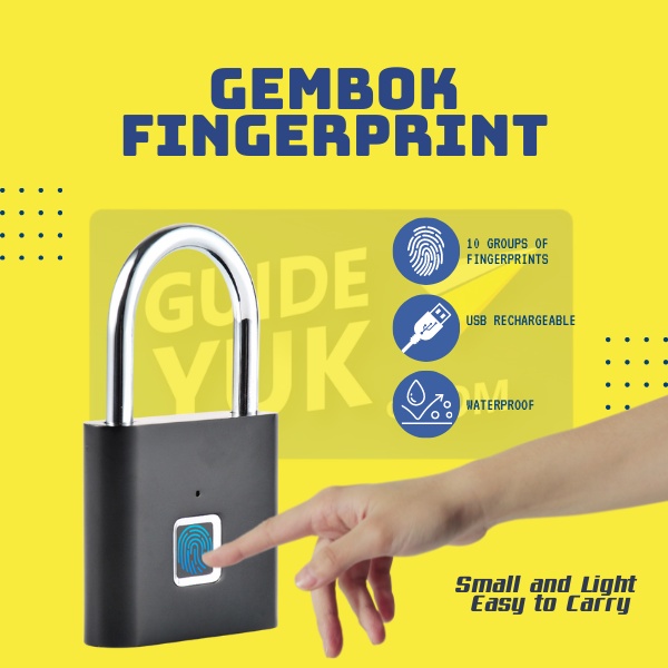 Gembok pagar anti maling gembok sidik jari tanpa kunci Smart Fingerprint Padlock Security kunci pint