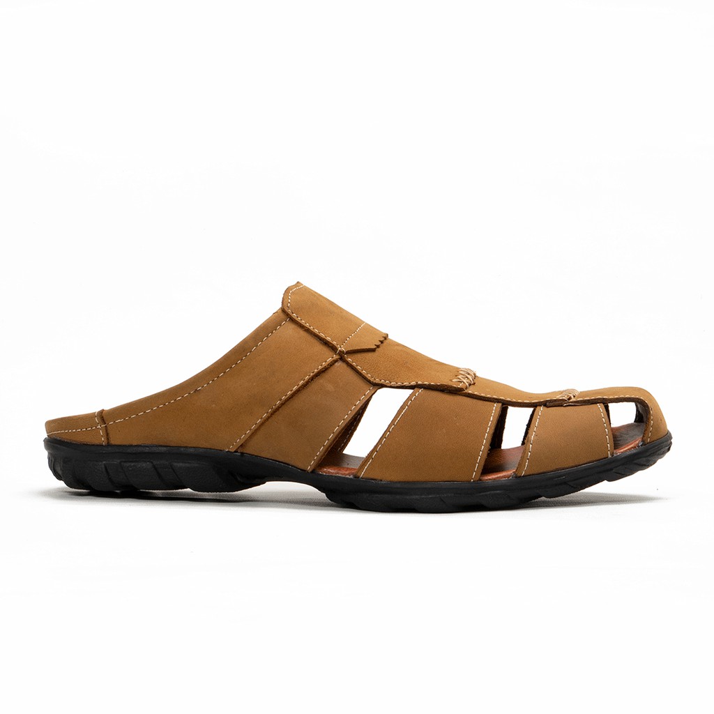 Sandal Sepatu Pria Kulit Asli Casual Santai Model Slop Bustong BT505