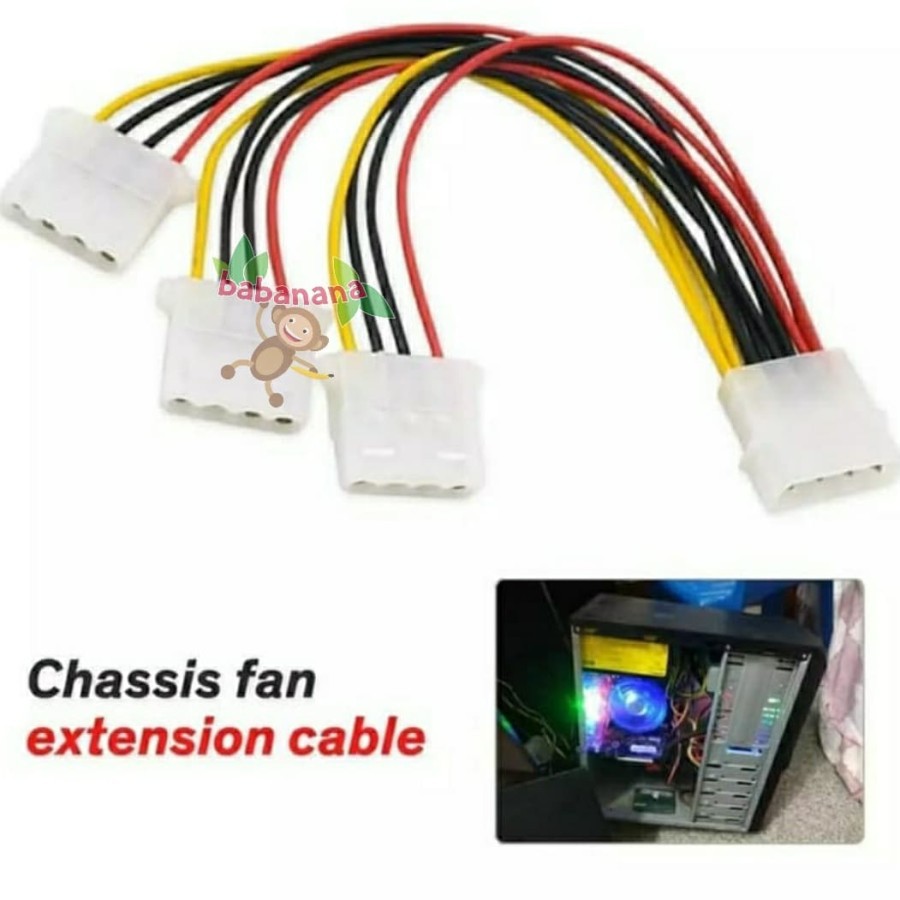 Kabel Molex Splitter 1 To 3 Cabang Cable Power PC Fan Case Komputer