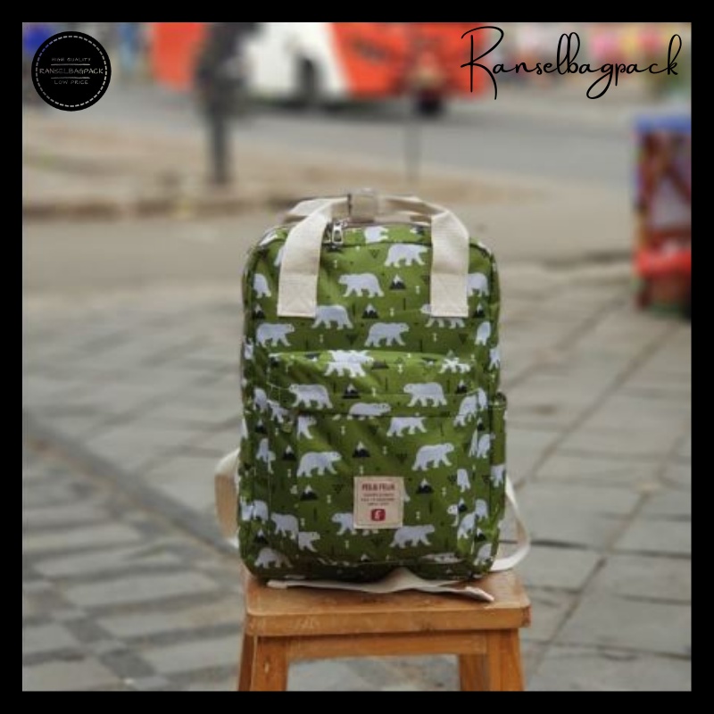 Tas Ransel Wanita - Backpack Punggung Bahu Model Korea Terbaru Murah Bagus Import Lokal Original Simple Fashion Elegan Casual Traveling Sekolah Kuliah Kerja Laptop Kapasitas Besar Waterproof Anti Air Nilon Perempuan Cewek