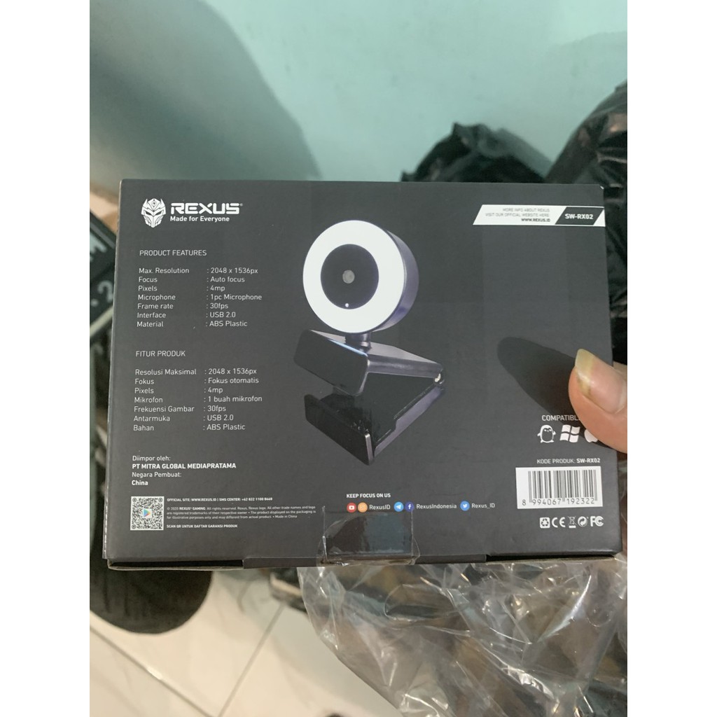 Webcam Rexus ALVA SW-RX02 2K 4MP Autofocus Ring Ligth