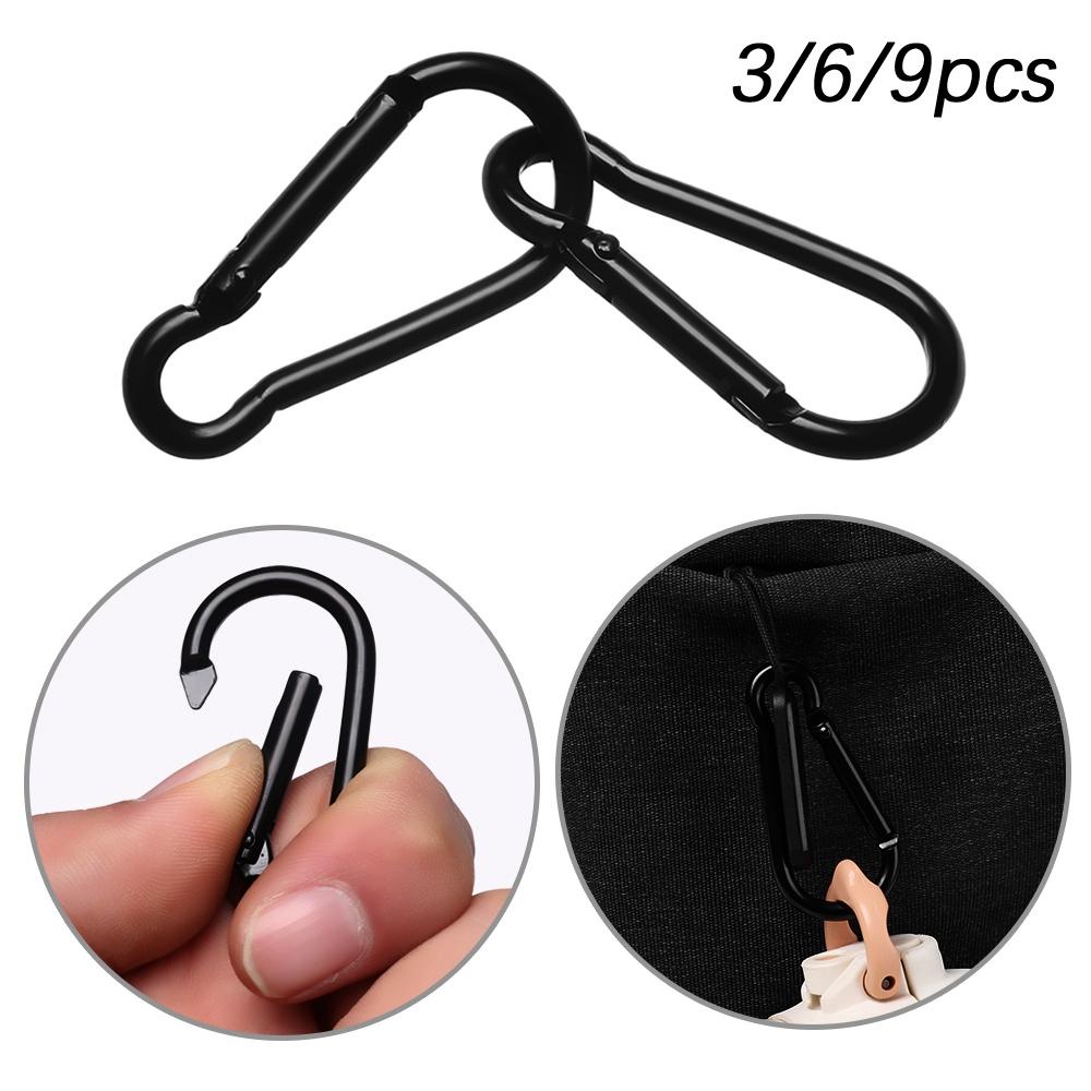 Top3 /6/9pcs D Carabiner Quickdraws Outdoor Climbing Camping Hiking Gantungan Kunci