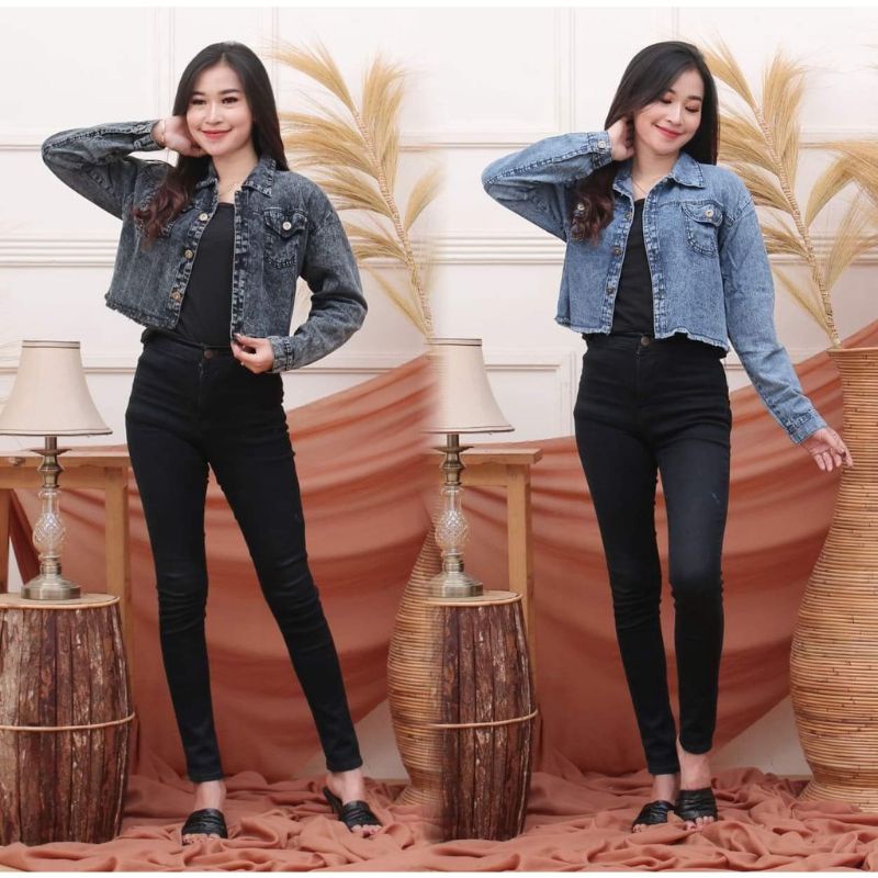 Jaket jeans wanita // jaket jeans crop rawis