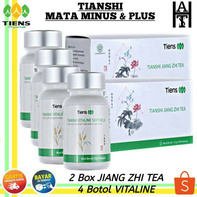 Tiens Herbal Mata Minus/Plus/Silinder Paket 2 Box Teh Jiang Zhi &amp; 4 Botol Vitaline