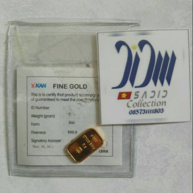 Kartu LM retro Antam 5 gram emas 24 karat retro