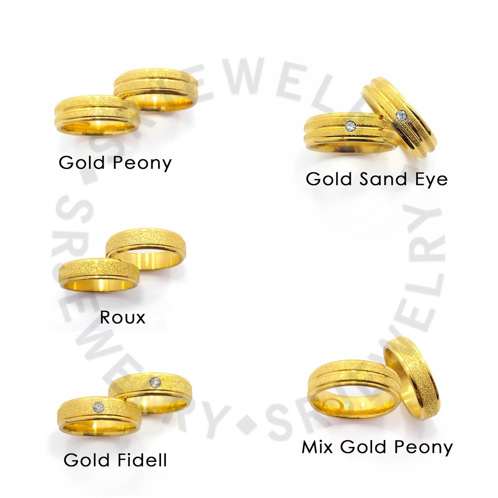 Cincin Emas Titanium Pasir Gold Sand Ring Eye Simple Polos Motif Pria Wanita