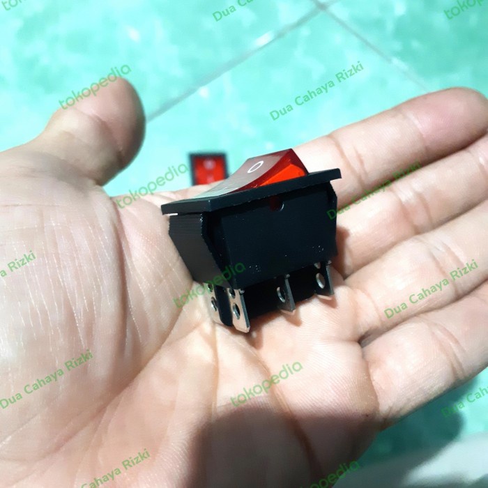 saklar on off rocker switch 6 pin besar + lampu indikator