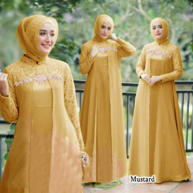 ALMIRAH 12 - BISA COD✔️  MAXI ELENA LD 106 BAHAN MOSCREPE TEBAL KOMBI BRUKAT NO. PASMINA