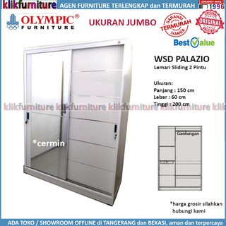 Lemari Pakaian Sliding Olympic 2 Pintu WSD PALAZIO Lemari Pakaian Sliding Olympic 2 Pintu WSD PALAZIO