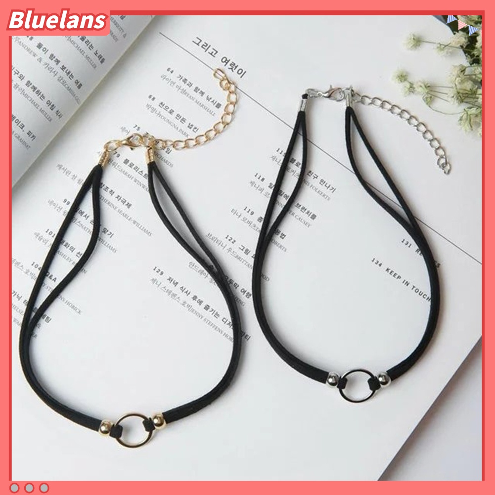 Kalung Choker Bahan Velvet Dengan Liontin Lingkaran Kecil Gaya Gothic Untuk Wanita