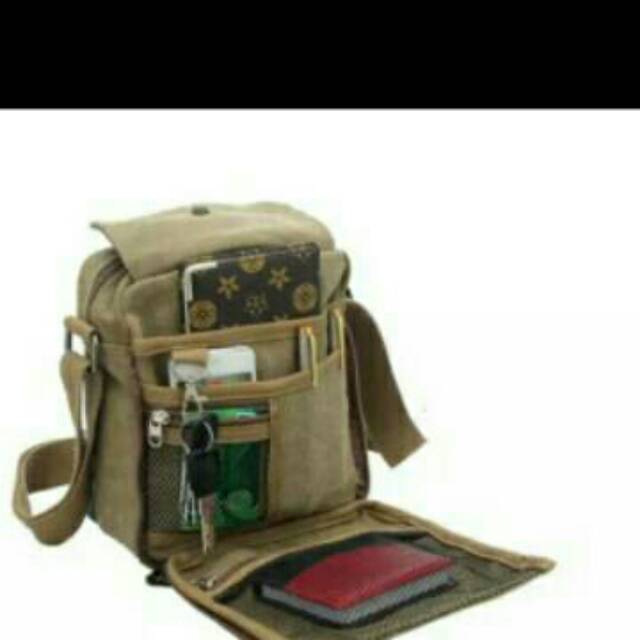 Tas Pria impor bahan kanvas model Jadul trend