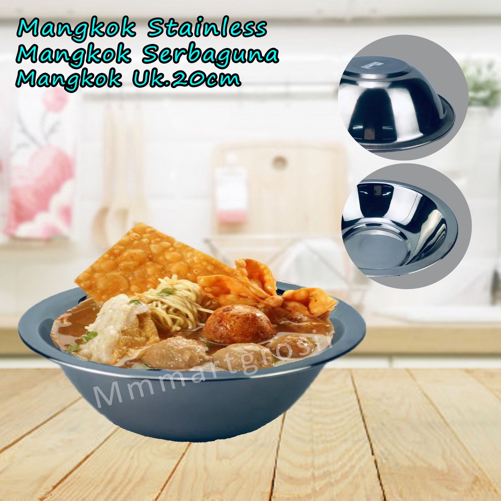 Mangkok / Mangkok Serbaguna / Mangkok Stainless Polos / 20cm