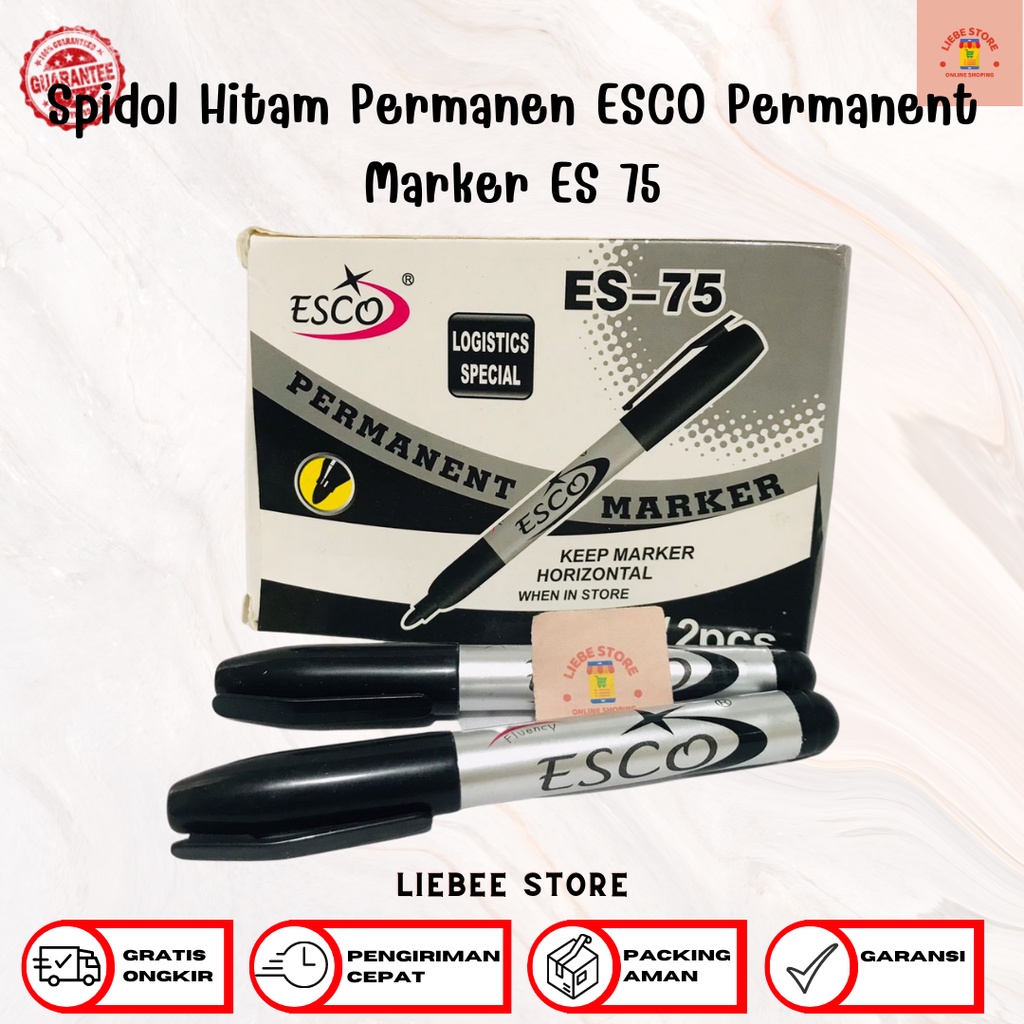 

Spidol Hitam Permanen ESCO Permanent Marker ES 75
