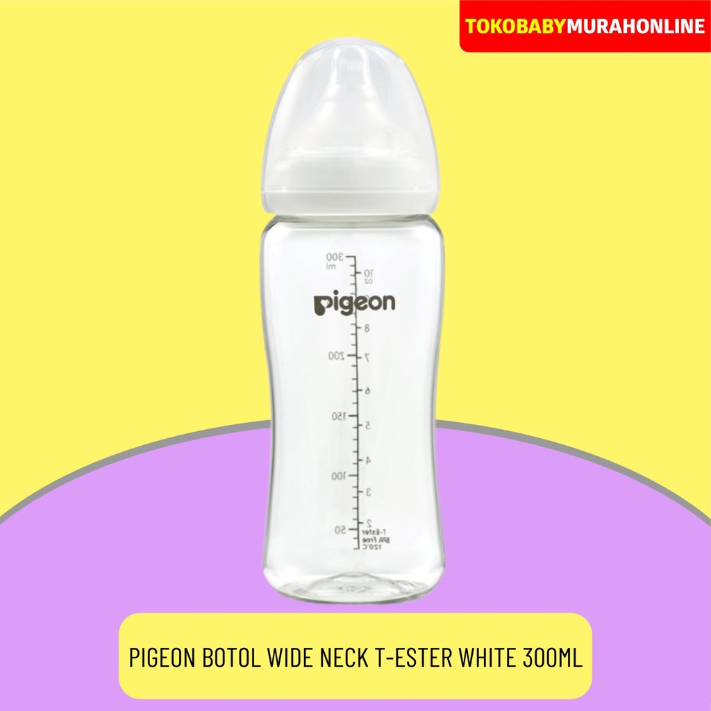 PIGEON BOTOL T-ESTER WIDE NECK 300ML WHITE W/ P-PLUS NIPPLE PR010856 / BOTOL SUSU