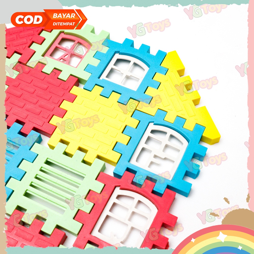 YGtoys Mainan Puzzle Rumah Susun Blok Balok Funny Block Edukasi SET 40 pcs