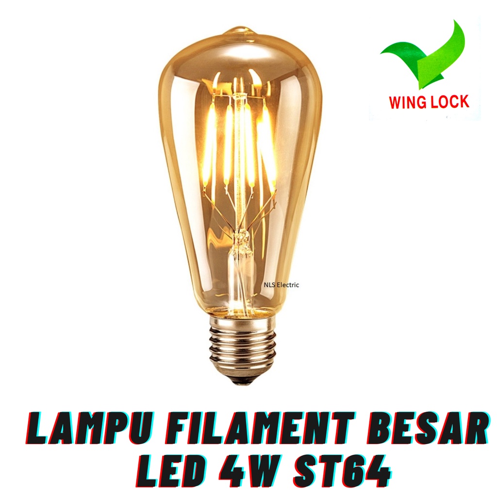 Lampu Filament 4 Watt LED ST64 E27 / Edison Bulb 4W Wing Lock