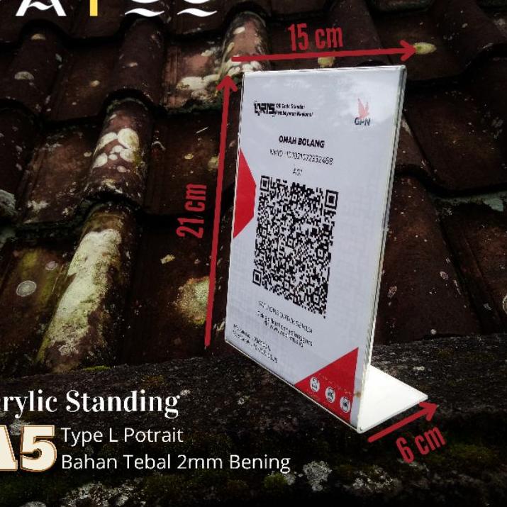 

Ready Acrylic Standing A5 Type L Potrait/ Tempat QRIS/ Brosur/ Menu ✣