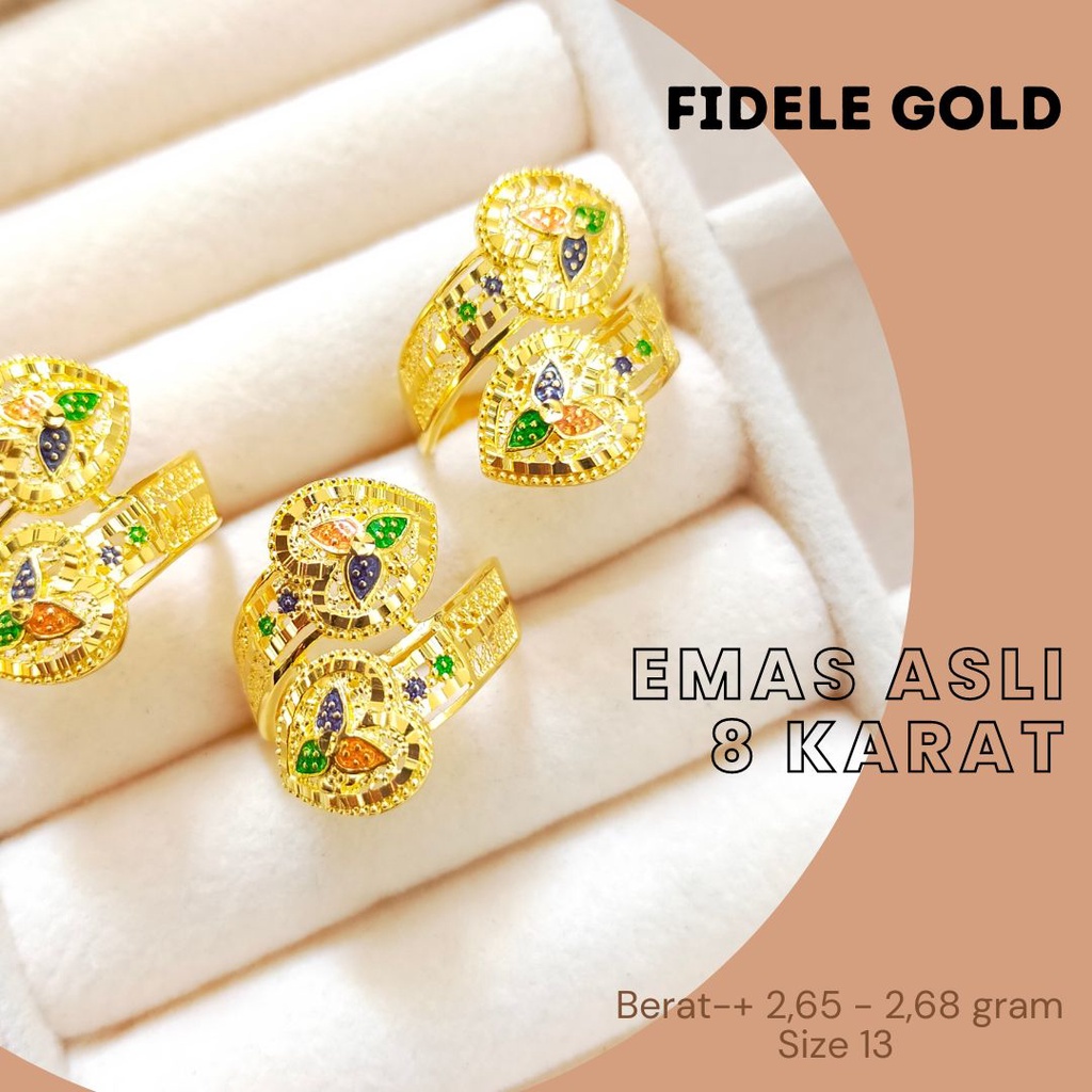 CG-4 CINCIN KENDARI DUBAI SILANG CINCIN EMAS ASLI CINCIN EMAS KADAR MUDA 8K KENDARI FASHION