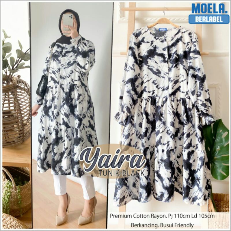 MIDI DRESS YAIRA TUNIK KATUN RAYON TIE DYE SHIBORI BUSUI FRIENDLY
